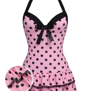 Pink Polka Dot One Piece Swimsuit